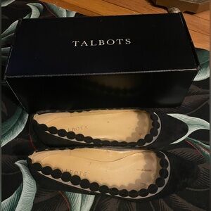 Talbots Edison Black Scalloped Edge Flats
